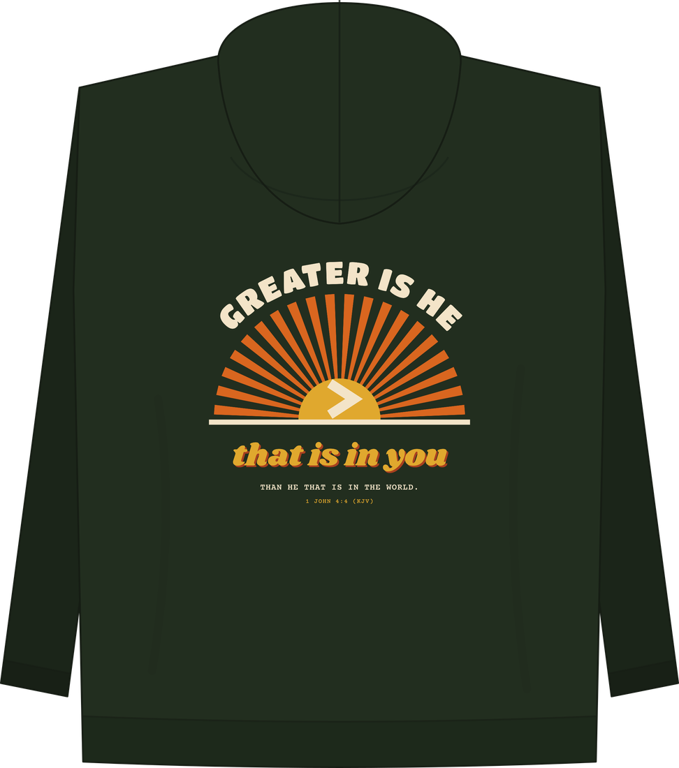Greater Is He (Retro) Hoodie, back