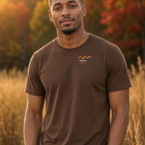 He Raised The Dead Co Tread Tee in Brown, worn, front